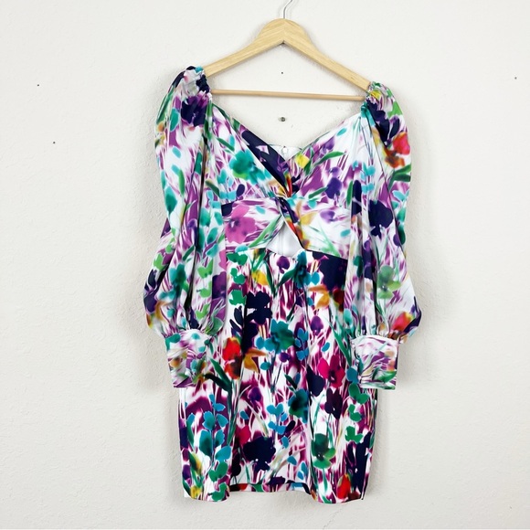 One33 Social Aria Twist Front Printed Jersey Mini Dress Size 6 - Picture 3 of 8